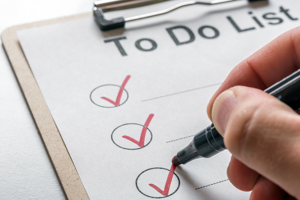 To Do list is ticked after completing a task